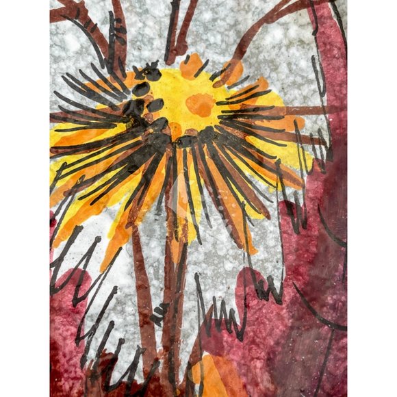 Vintage Italy Pottery Leaf shaped Nut/candy dish MCM Abstract Flowers - Picture 7 of 7